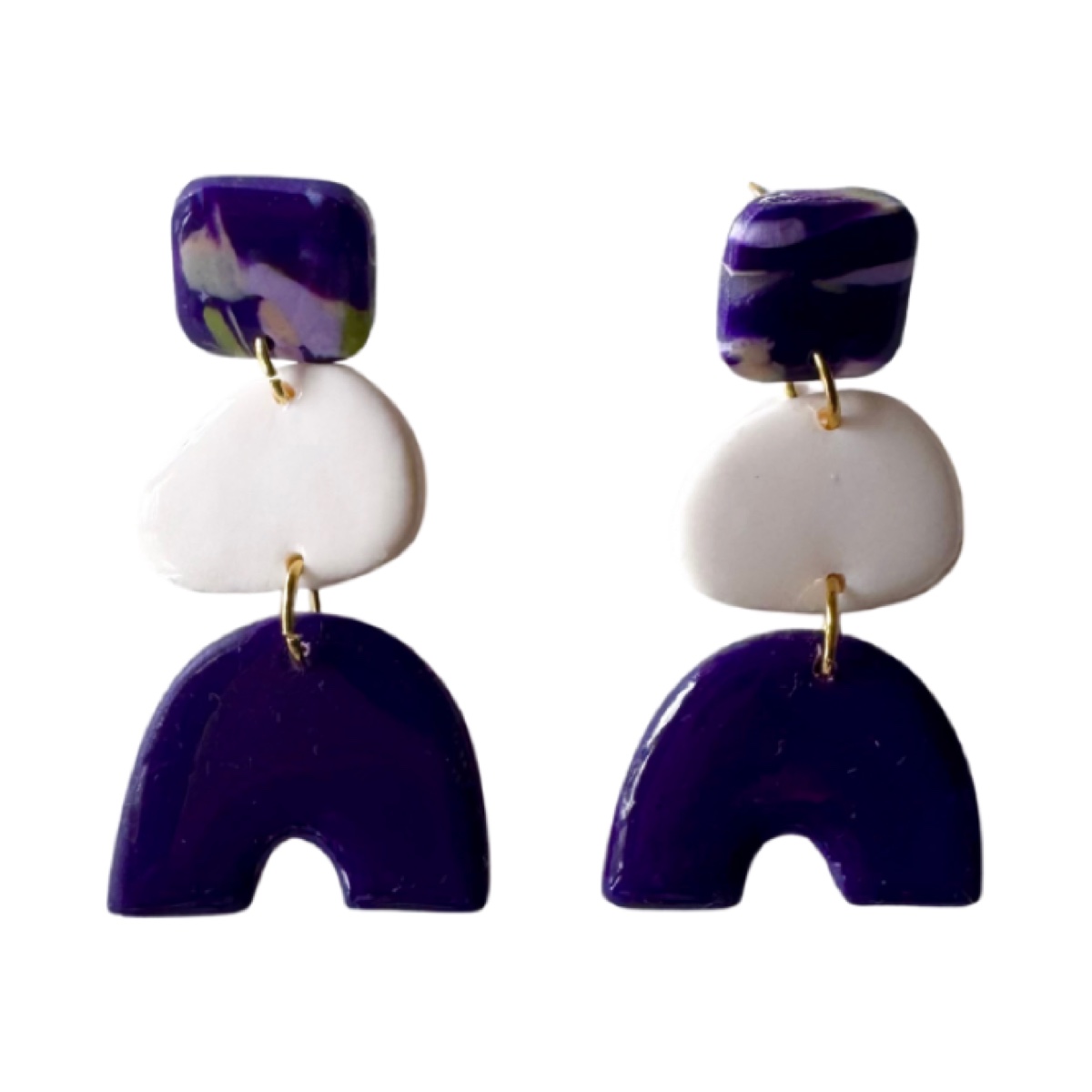 Bajamar lila y blanco, pendientes
