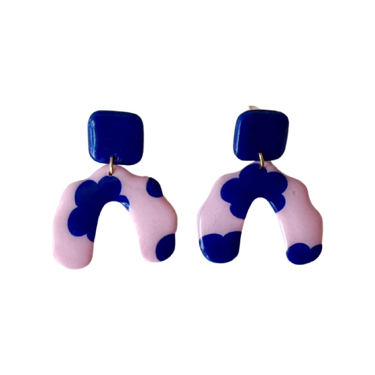 Duna flores azul y rosa, pendientes