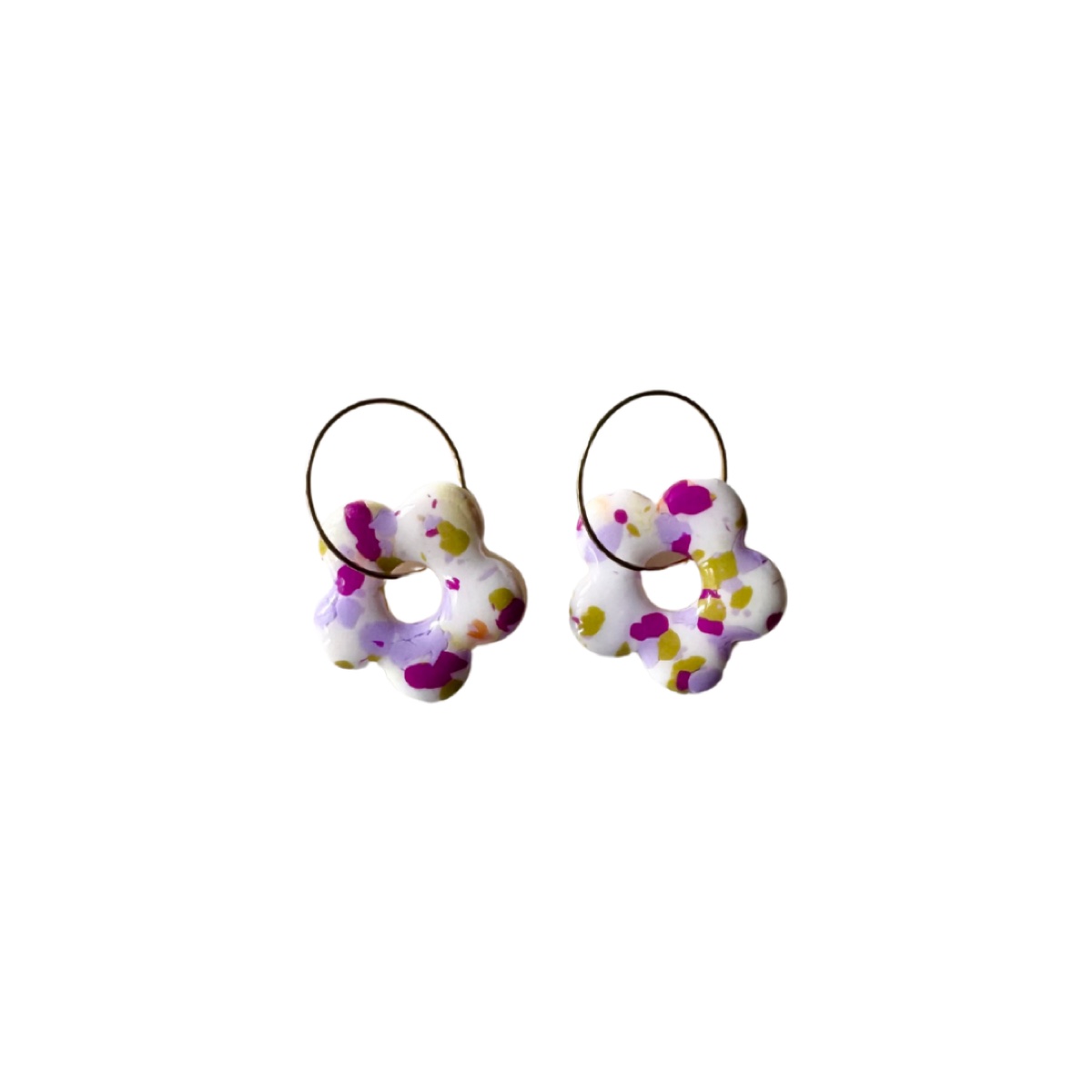 Flora argolla estampado multicolor, pendientes