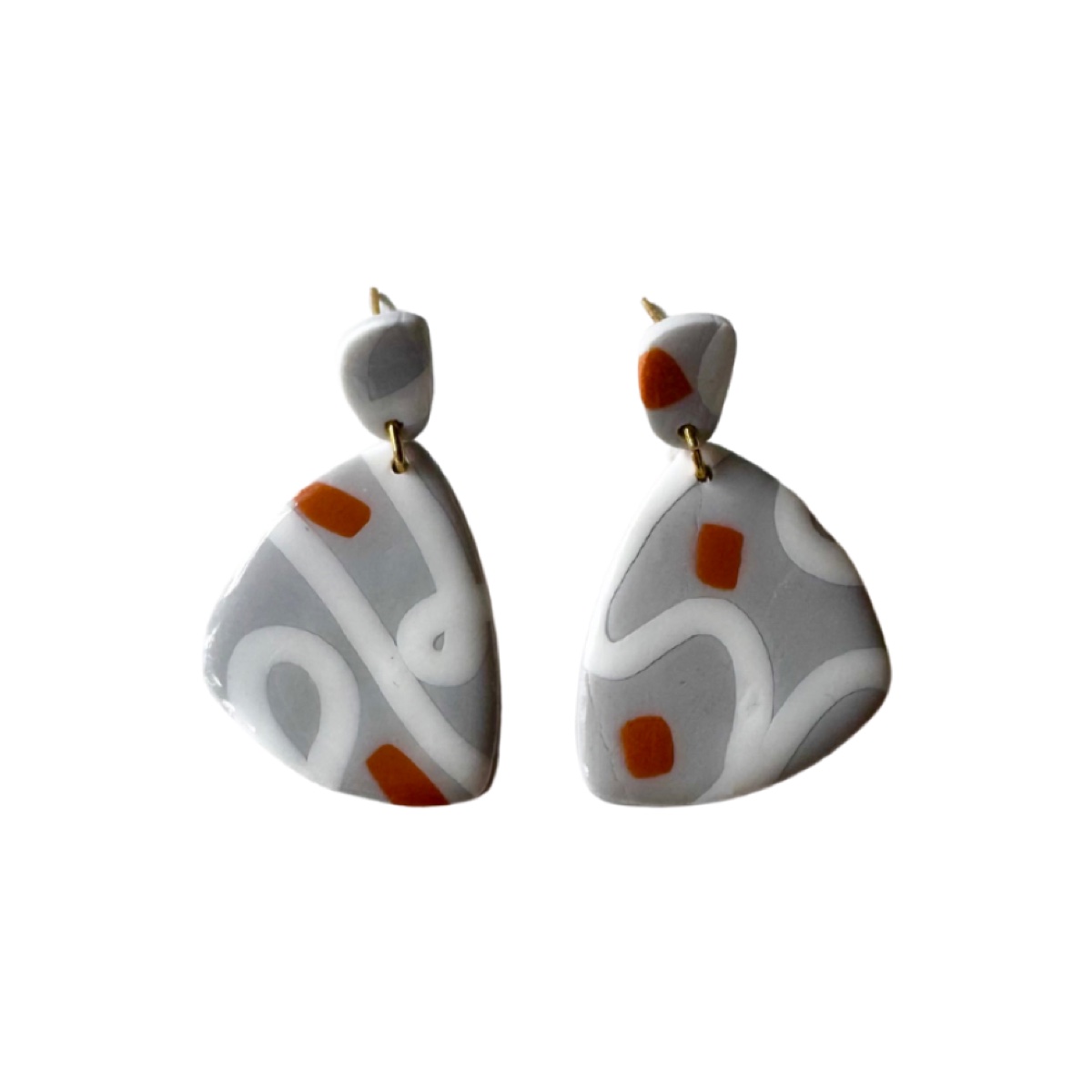 Levante estampado blanco y gris, pendientes
