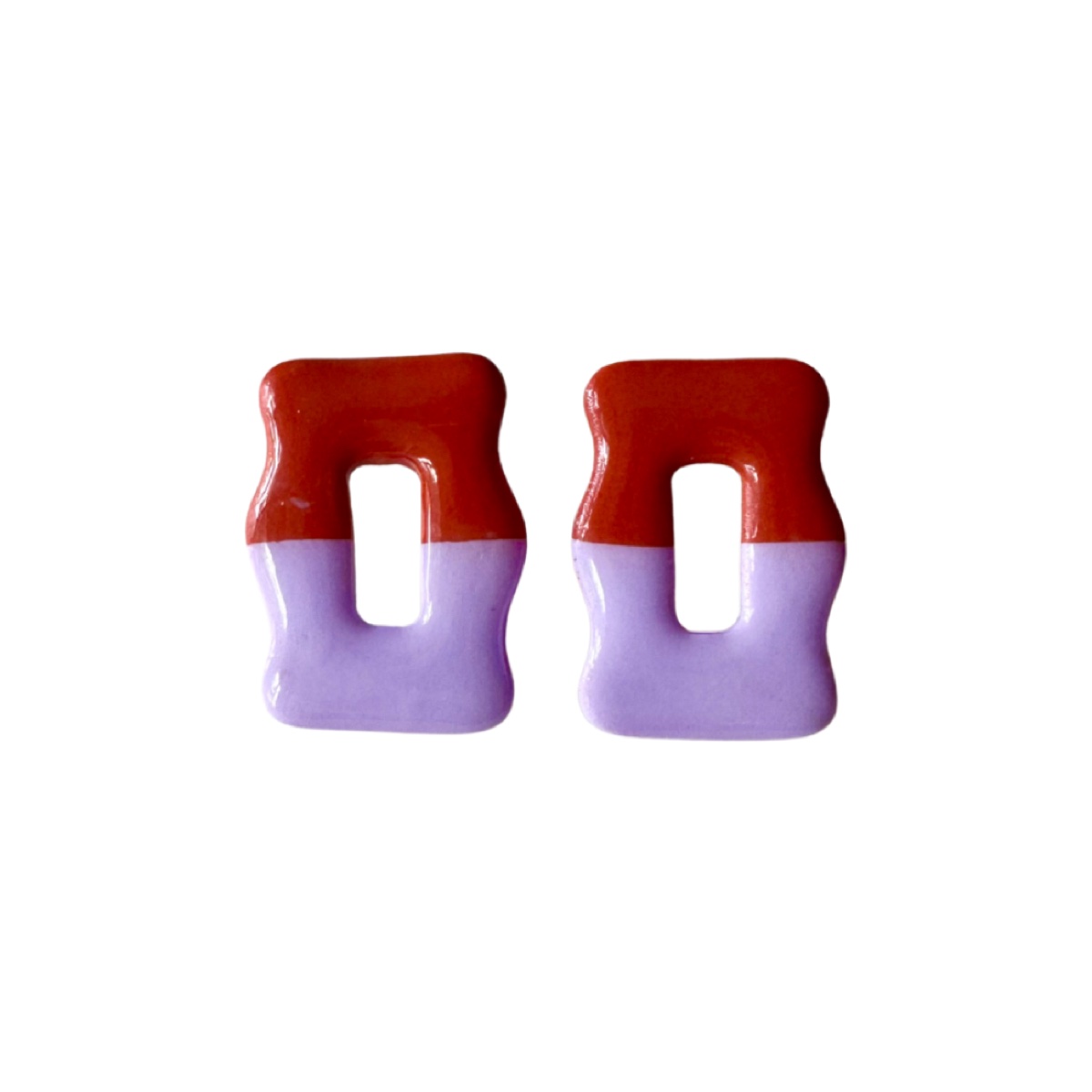 Marea bicolor terracota y lila, pendientes