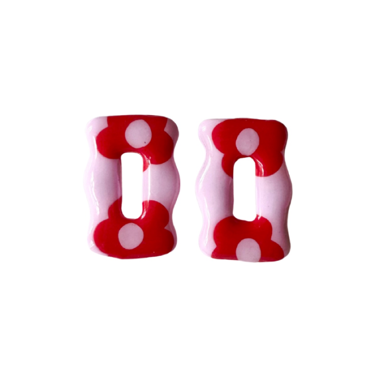 Marea flores rojo y rosa, pendientes