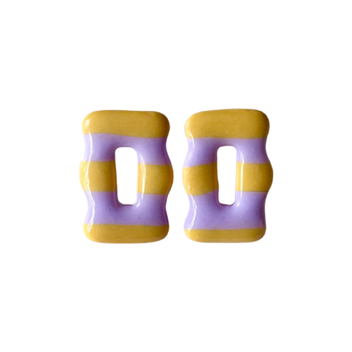 Marea rayas amarillo y lila, pendientes