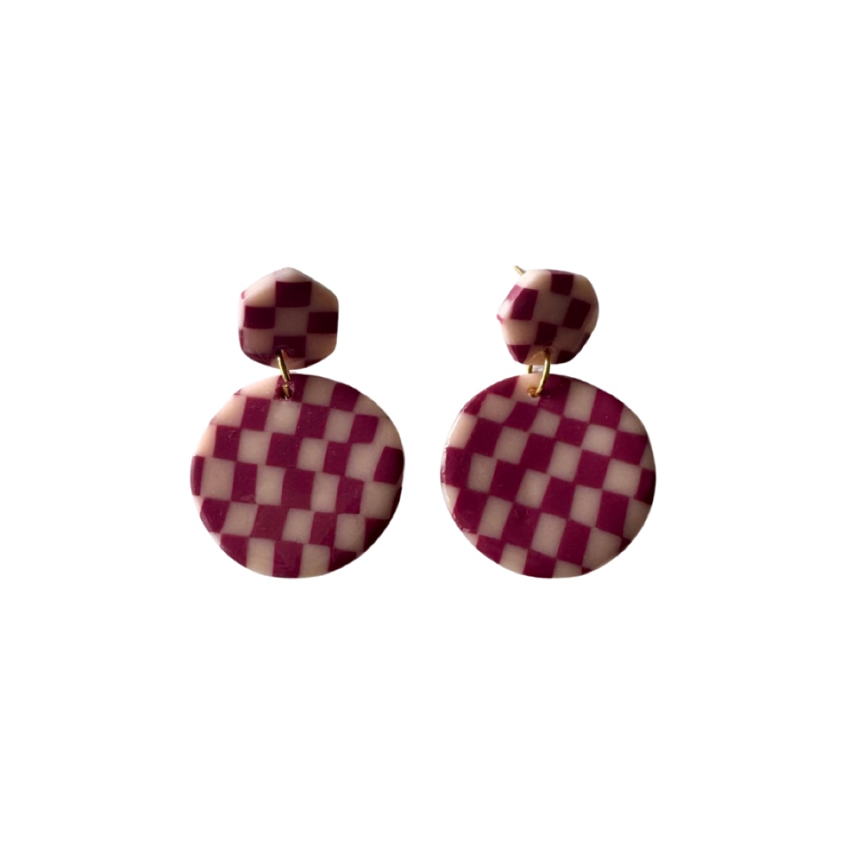 Medusa cuadros rosa y buganvilla, pendientes