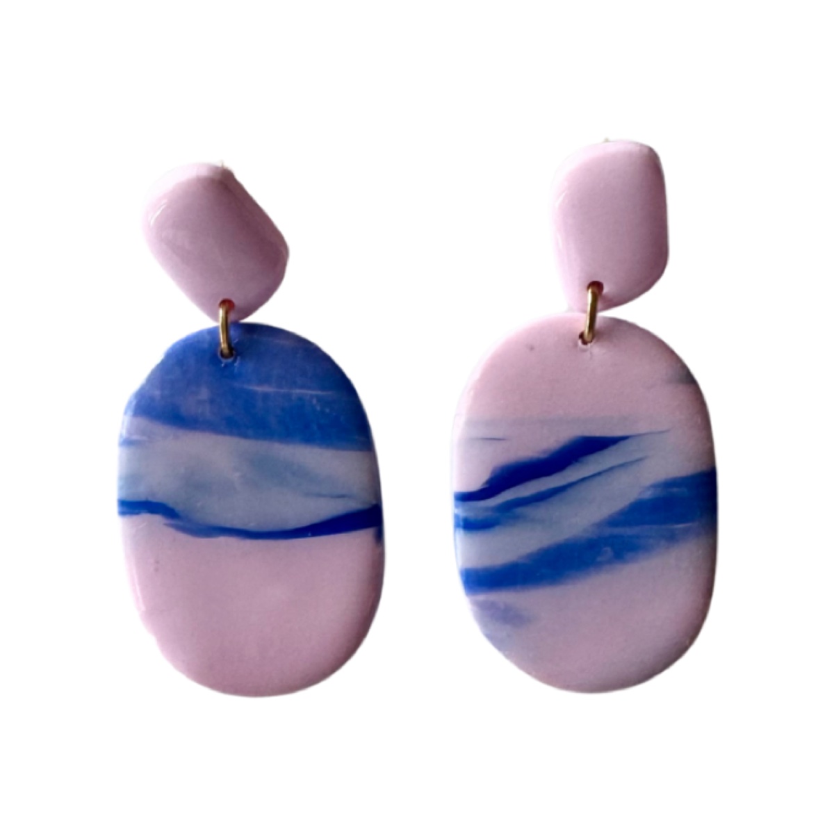 Poniente estampado azul y rosa, pendientes
