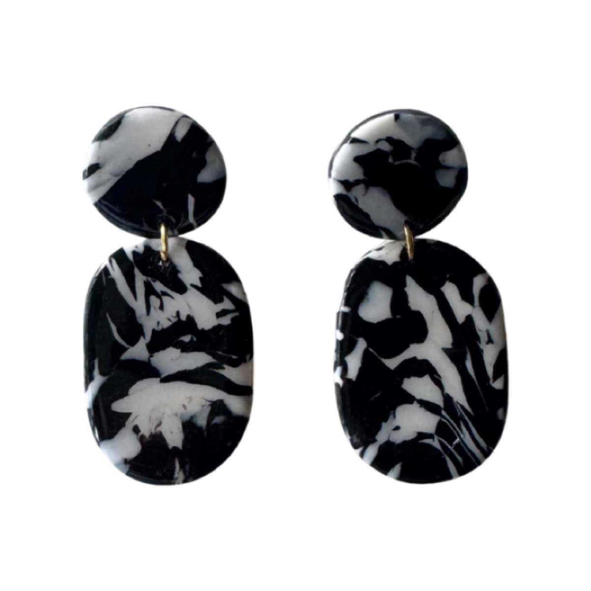 Poniente estampado negro y blanco, pendientes