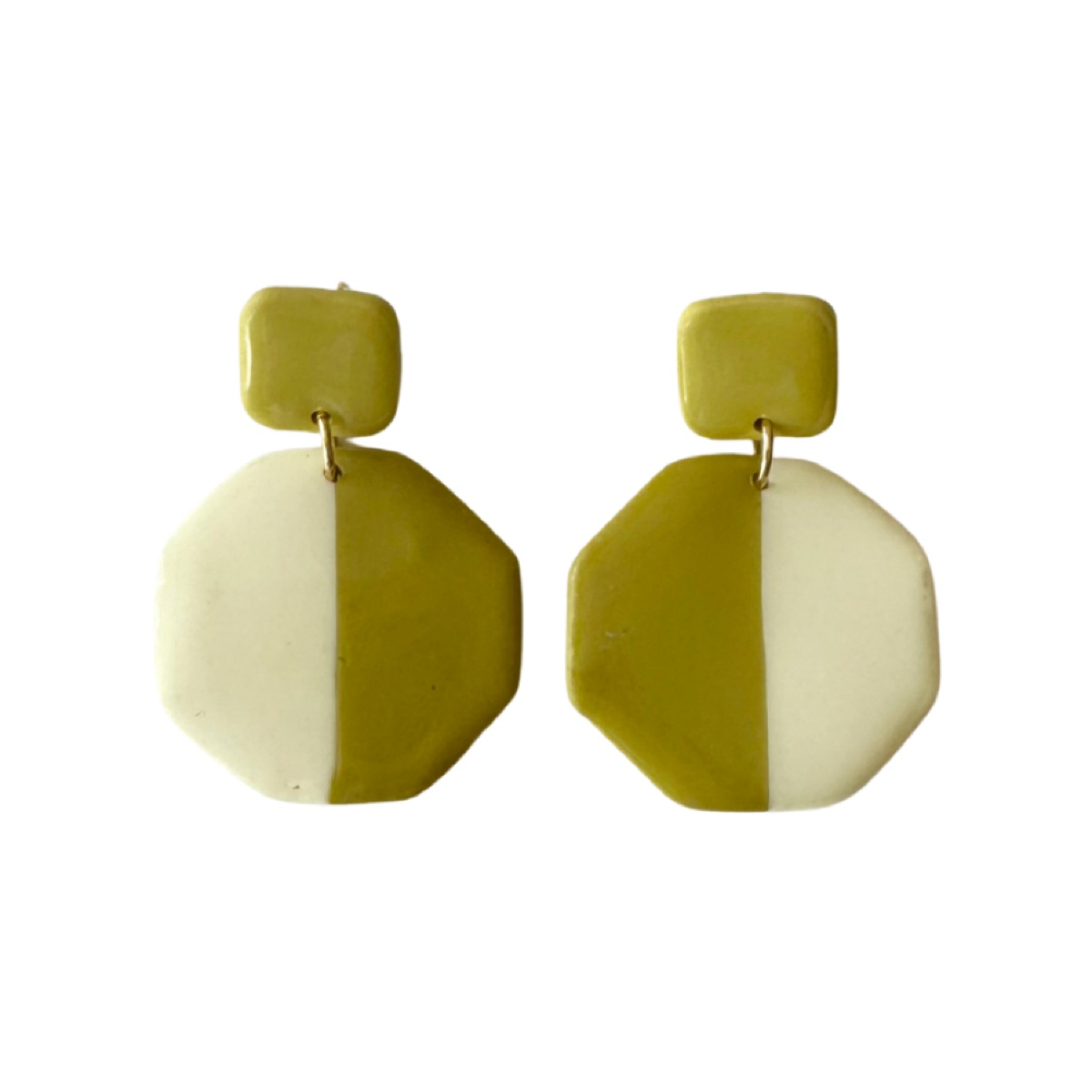 Salina bicolor oliva y butter, pendientes