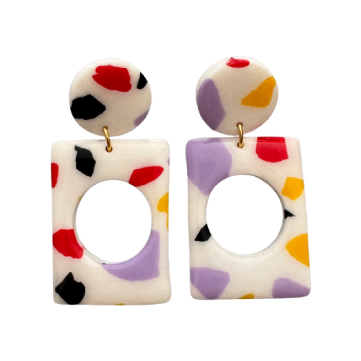 Verbena terrazo multicolor, pendientes